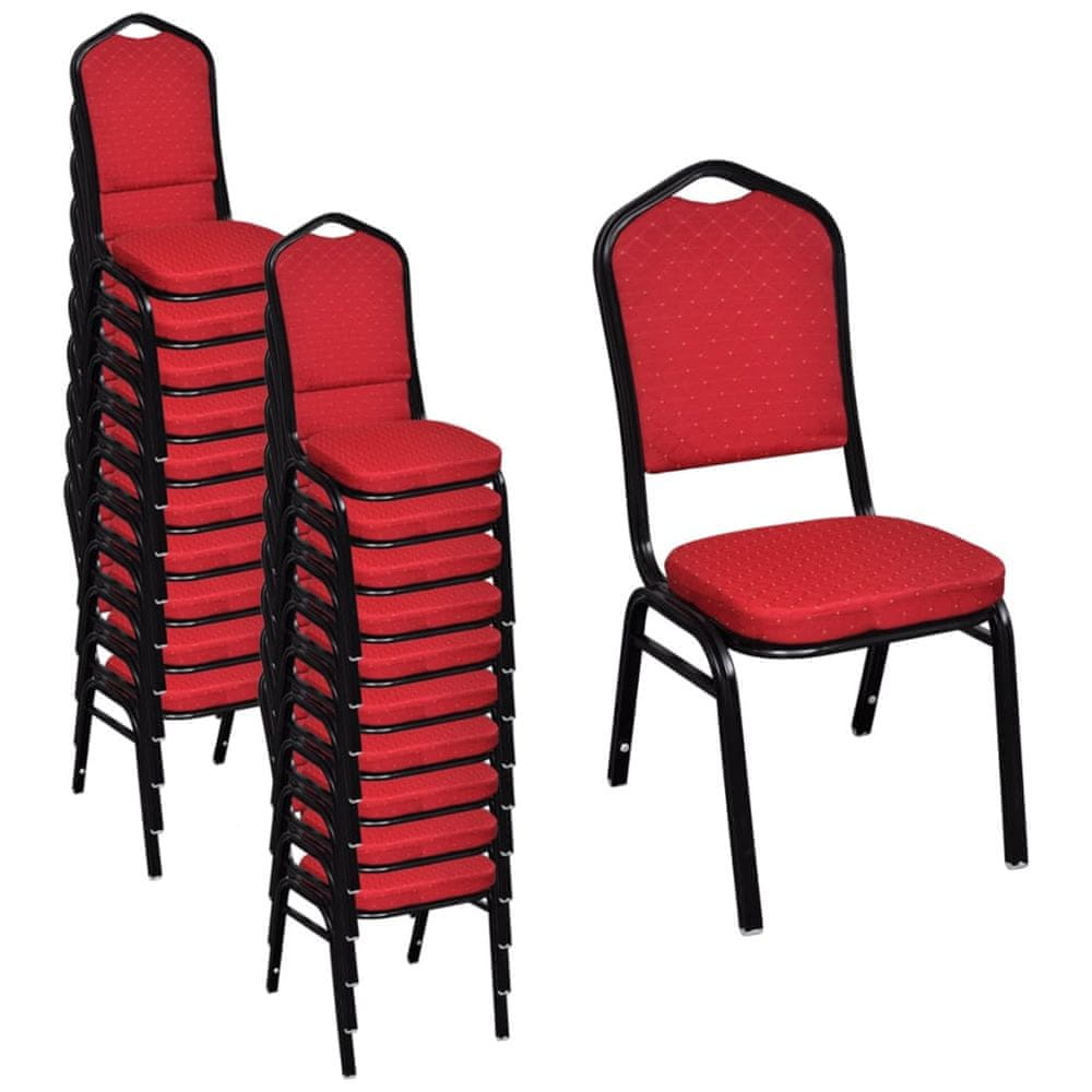 Vidaxl Stolové stoličky, 20 ks, červené, látka